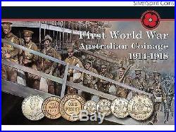 1914-1918 AUSTRALIAN WORLD WAR 1 COINS Predecimal Mint Set