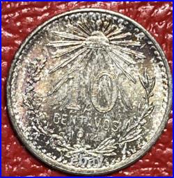 1914 Mexico 10 Centavos GEM Monster Album Toner Target Toned Silver World Coin 1914 Mexico 10 Centavos GEM Monster Album Toner Target Toned Silver World Coin