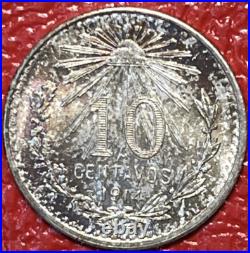 1914 Mexico 10 Centavos GEM Monster Album Toner Target Toned Silver World Coin 1914 Mexico 10 Centavos GEM Monster Album Toner Target Toned Silver World Coin