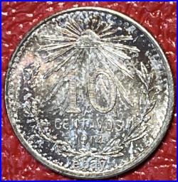 1914 Mexico 10 Centavos GEM Monster Album Toner Target Toned Silver World Coin 1914 Mexico 10 Centavos GEM Monster Album Toner Target Toned Silver World Coin