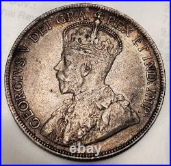 1918 Canada 50 Cents AU World Silver Coin Toned