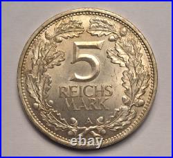 1925-A Germany 5 Reichs Mark Silver World Coin