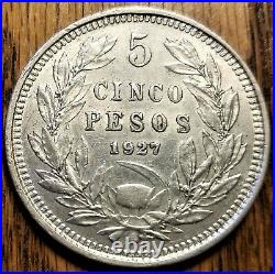 1927 Chile 5 Peso Extremely Fine Silver World Coin