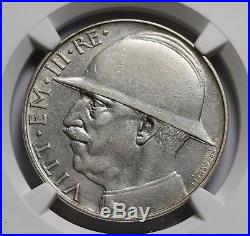 1928 Italy 20 Lire KM# 70 Silver Coin NGC XF Details End of World War I RARE