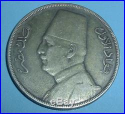 1929 EGYPT SILVER 20 PIASTRES King Fuad Facing LEFT World Coin 27.7 Grams