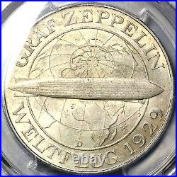 1930-D PCGS MS 62 Zeppelin World Flight Germany 5 Mark Silver Coin (24061103D)