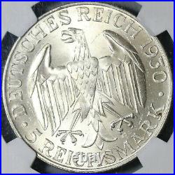 1930-F NGC MS 66 Zeppelin World Flight Germany 5 Mark Silver Coin (20052003C)