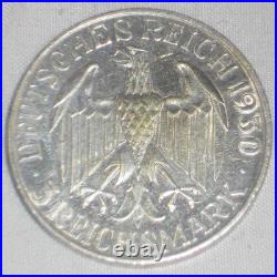 1930G Silver Coin Germany Weimar Republic 3 Reichsmark Graff Zeppelin World Flgt 1930G Silver Coin Germany Weimar Republic 3 Reichsmark Graff Zeppelin World Flgt