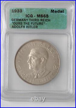 1933 Germany Third Reich Silver Coin / Medal, ICG MS65 Exonumia Commemorative