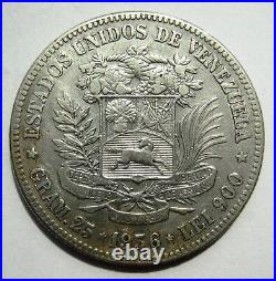 1936 Venezuela 5 Bolivares Silver(. 900) 37.2mm Y#24 circulated world coin