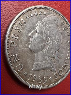 1939 Republica Dominicana UN Peso 25 Gramos SILVER World Coin
