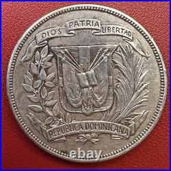 1939 Republica Dominicana UN Peso 25 Gramos SILVER World Coin