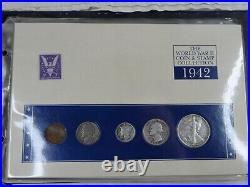 1941-1945 World War II Coin & Stamp Collection WWII US 90% Silver Annual Sets