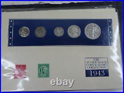 1941-1945 World War II Coin & Stamp Collection WWII US 90% Silver Annual Sets