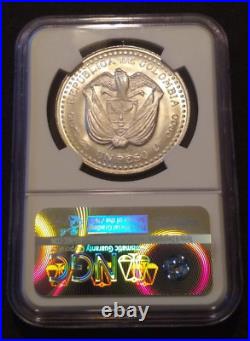 1956 colombia peso ngc ms66 200th Anniversary of Popayan Mint world silver coin