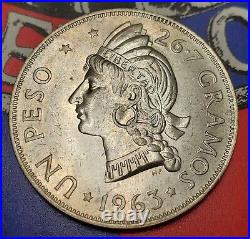 1963 Dominican Republic Peso World Silver Coin Uncirculated Bu