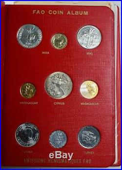 1968-1970 Complete RED FAO World 52-Coin Album With Silver/Proof Coins As Issued