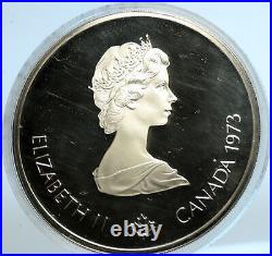 1973 CANADA Elizabeth II Olympic Montreal World Map PROOF Silver 10 Coin i103532