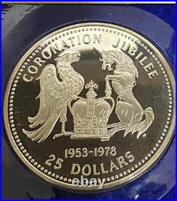 1978 Coronation Jubilee. 925 Silver, 5-Coin (5 Countries) Proof Set with Box & COA