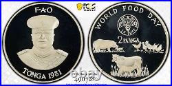 1981 Tonga World Food Day 2 Pa'Anga Silver Coin FAO Proof PCGS PR68DCAM