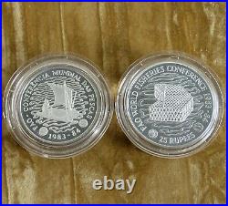 1983 1984 FAO WORLD FISHERIES PIEDFORT 8 COIN SILVER PROOF SET cased