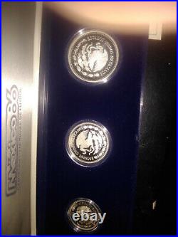 1985-86 Mexico World Cup Soccer Silver Proof 3 Coin Set
