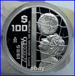1985 MEXICO FIFA World Cup 1986 Football Soccer Proof Silver $100 Coin i116498