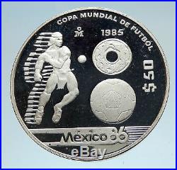 1985 Mo MEXICO FIFA World Cup 86 Football Genuine Silver 50 Peso Coin i74960