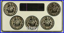 1986 Austria Silver 1oz First Dollar of the World 5 Coins/Set 5oz Total NGC