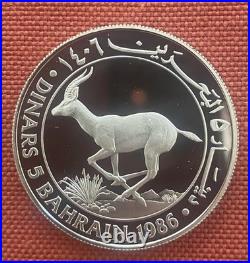 1986 Bahrain 5-Dinar Silver Proof WWF 25th Anniversary Rhim Gazelle Coin with CoA 1986 Bahrain 5-Dinar Silver Proof WWF 25th Anniversary Rhim Gazelle Coin with CoA