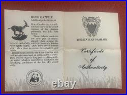 1986 Bahrain 5-Dinar Silver Proof WWF 25th Anniversary Rhim Gazelle Coin with CoA 1986 Bahrain 5-Dinar Silver Proof WWF 25th Anniversary Rhim Gazelle Coin with CoA