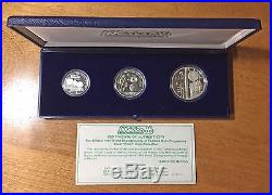 1986 World Championship of Football 3-Coin Silver Proof Set MEXICO with Case & COA