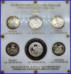 1986 World's First Silver Dollar 500th Anniv. 10oz. 999 Silver Coin Set Toned