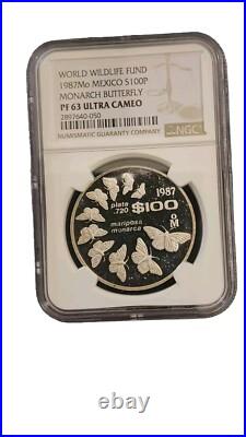 1987 World Wildlife Fund Mexico NGC PF63 Ultra Cam $100 Moneda Monarch Butterfly 1987 World Wildlife Fund Mexico NGC PF63 Ultra Cam $100 Moneda Monarch Butterfly