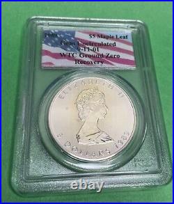 1989 1oz Silver Maple Leaf Ground Zero Recovery World Trade Centre PCGS