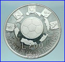 1989 ITALY Soccer Football Genuine World Cup Silver 200L Italian Coin i78822
