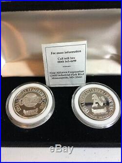 1989 World Series A's & Giants Coins 1 Troy Oz Each. 999 Silver 2 Coin set