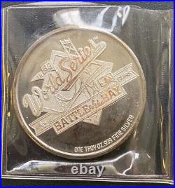 1989 World Series Battle of the Bay, A's 1ozt. 999 Silver Round X 2 Coins in OGP