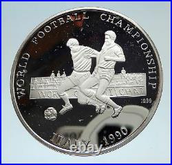 1990 AFGHANISTAN FIFA World Cup Italy Soccer Football Proof Silver Coin i75293