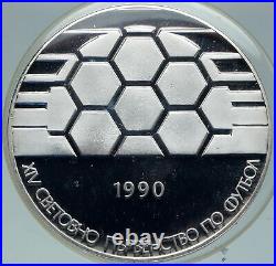 1990 BULGARIA World Football Championship ITALY Proof Silver 25Leva Coin i86929