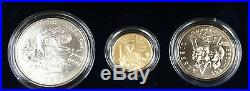 1991 1995 World War II 3 Coin BU Set $5 Gold $1 Silver Dollar NO COA