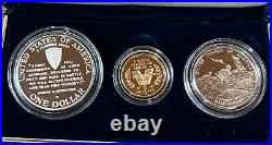 1991-1995 World War II 50th Anniversary 3 Coin Gold/ Silver Proof Set