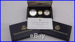 1991-1995 World War II Proof 3 Coin Gold & Silver Commemorative Set US Mint