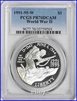 1991-95-W World War II Commemorative Silver Dollar PR70DCAM PCGS 1991-95-W World War II Commemorative Silver Dollar PR70DCAM PCGS