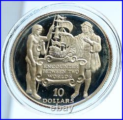 1991 BARBADOS Discovery of NEW WORLD Old Proof Silver 10 Dollars Coin i104015