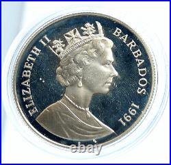 1991 BARBADOS Discovery of NEW WORLD Old Proof Silver 10 Dollars Coin i104015