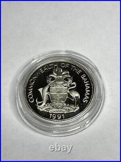 1991 Bahamas 5 dollar silver coin Columbus Discovery of the world Proof