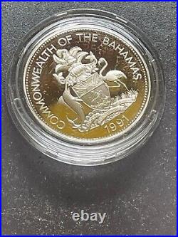 1991 Bahamas 5 dollar silver coin Columbus Discovery of the world Proof