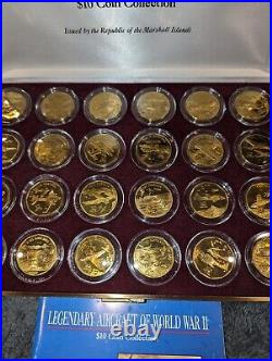 1991 Marshall Islands Aircraft of World War II $10.00 Coins 24 pc. Proof Set