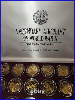 1991 Marshall Islands Aircraft of World War II $10.00 Coins 24 pc. Proof Set